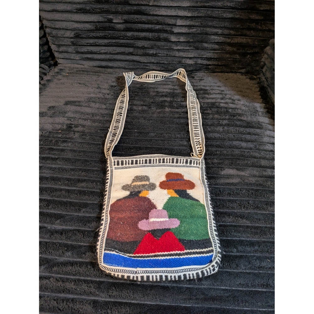 Handwoven Wool Crossbody Bag South American Folk Art Tapestry Boho Shoulder Bag